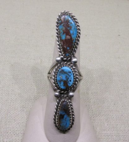 Blue Bisbee Turquoise ring by Tony Guerro, Navajo (Dine’) Silversmith