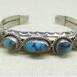 Blue Bisbee Turquoise and Sterling Silver Bracelet by Toby Henderson Navajo (Dine’)