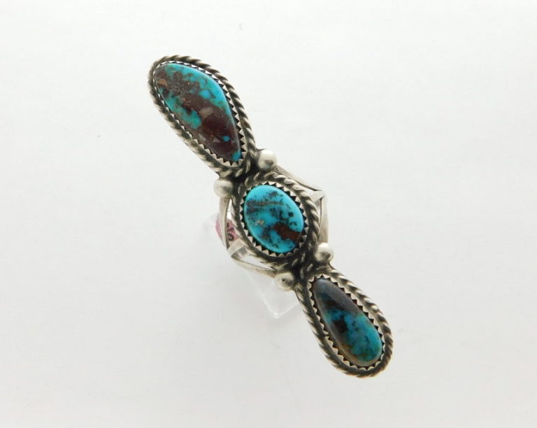 Tony Guerro Navajo Triple Bisbee Turquoise Ring