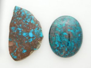 Bisbee Turquoise (Left)& Chinese Red Skin Turquoise (Right)