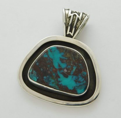 ERIKA JUZWIAK Anglo BISBEE TURQUOISE Trapezoid Sterling Silver Shadowbox Pendant