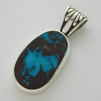 ERIKA JUZWIAK Anglo BISBEE TURQUOISE with Rectangular Host Inclusion Sterling Silver Pendant