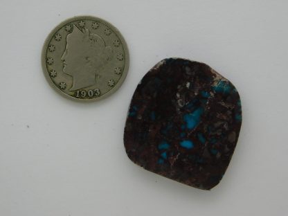 Rear view of Bisbee Turquoise Slab 1.07 inch Wide x 1.12 inches Tall