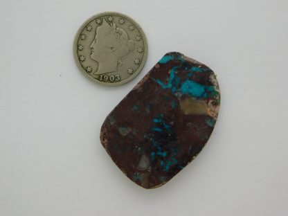 Rear view of Bisbee Turquoise Slab 1.07 inches Wide x 1.12 inches Tall